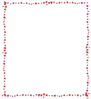 a square frame with red hearts along the edges