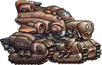 a pixel art illustration of a military vehicle with the number 03 on it