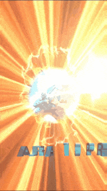 an animated image of a explosion with the letters a r and t visible