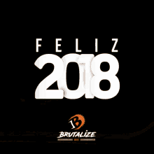 a poster that says feliz 2018 with a group of people on bicycles
