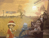 a little girl in a santa hat is standing in a field with the name joddler on the bottom right