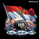 a picture of a flag with the words community 86 on it