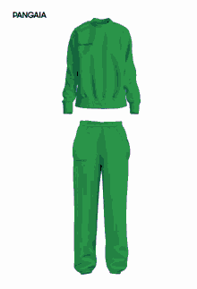 the back of a purple sweatshirt and pants with the word pangaia on the bottom