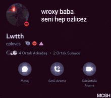 wroxy baba seni hep ozlicez is written on a black background