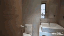 a bathroom with a toilet and a sink made in animotica