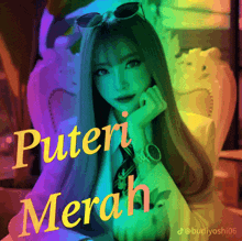 a picture of a girl with the words " puteri merah " on the bottom
