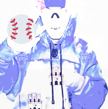 a person wearing a hoodie with a castle on it holding a baseball