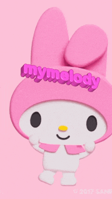 a pink bunny with the word mymelody written on it
