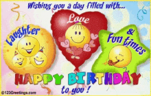 a birthday card with smiley faces and the words wishing you a day filled with