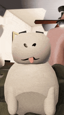 a cartoon character with a mustache sticking his tongue out