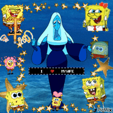 a picture of spongebob and a blue diamond with the words i love my wife