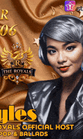 a woman wearing headphones is on a poster for the royals official host