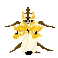 a pixel art drawing of a person with a crown