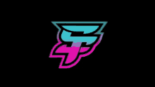 a colorful logo on a black background with the letter f in the middle