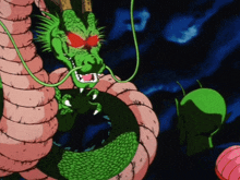 a cartoon dragon with red eyes and a long tail
