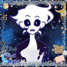 a good night greeting card with a cartoon character