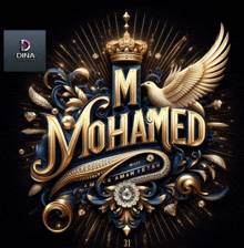 the name mohamed is surrounded by a bird and a crown