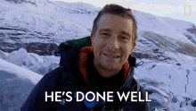 Hes Done Well Bear Grylls GIF - Hes Done Well Bear Grylls Rob Riggle Ice Climbing In Iceland GIFs