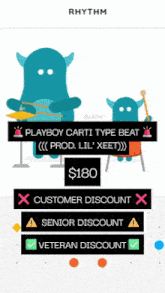 an advertisement for playboy carti type beat with a $ 180 price