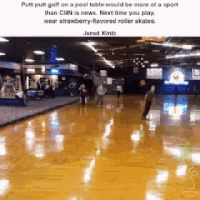a photo of a roller rink with a quote by jarod kitz