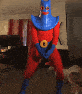 a person in a spongebob costume is running