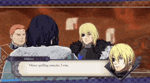 dimitri says " minor spelling mistake i win " in a video game scene