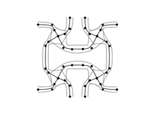 a black and white drawing of a circle with lines and dots