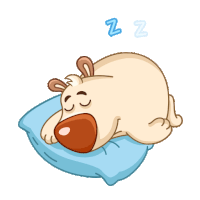a cartoon dog is sleeping on a blue pillow and the letters zzz are above it