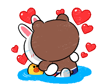 Love Cony And Brown Sticker - Love Cony And Brown Hearts Stickers