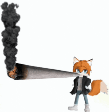 a cartoon of a fox smoking a cigarette with smoke coming out of it