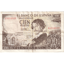 a 100 pesos bill from el banco de espana with a man on it