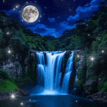 a picture of a waterfall at night with the words " тих сно "