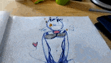 a child 's drawing of a devil with the words " i love tok " on the bottom