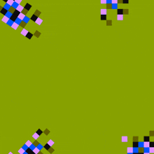 a green background with pink and blue writing that says ' a ' on it