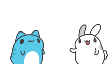 a cartoon of a frog and a rabbit with a heart
