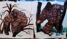 a painting of a gorilla and another painting of a gorilla with the year 2014 on the bottom