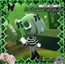 a picture of a cartoon character that says i want them on it