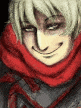 a drawing of a man wearing a red scarf