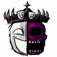 a drawing of a mask with a crown on top