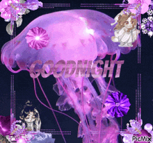 a purple jellyfish with the words goodnight written on it