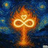 a painting of an infinity symbol with a heart in the center