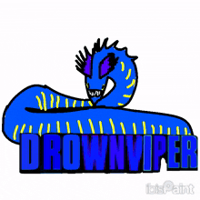 a drawing of a blue snake with the word drownviper written below it