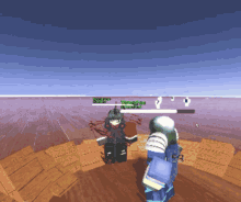 a screenshot of a video game shows a girl with a unicorn and a man with a helmet