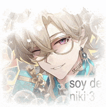 a picture of a boy with the words soy de niki 3 on it