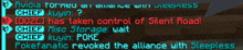 a screenshot of a video game that says ' poker fanatic revoked the alliance with sleepless ' at the top
