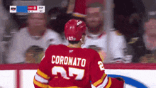 a hockey player has the name coronato on his back