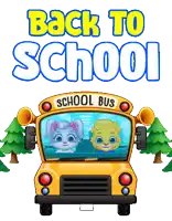 a yellow school bus with the words back to school written on it