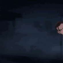 a cartoon character is holding a torch in his hand and surrounded by fire .