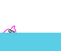 a drawing of a dolphin with a letter f above it