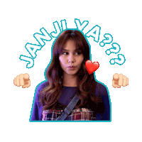 a sticker of a woman with a heart and the words janji ya